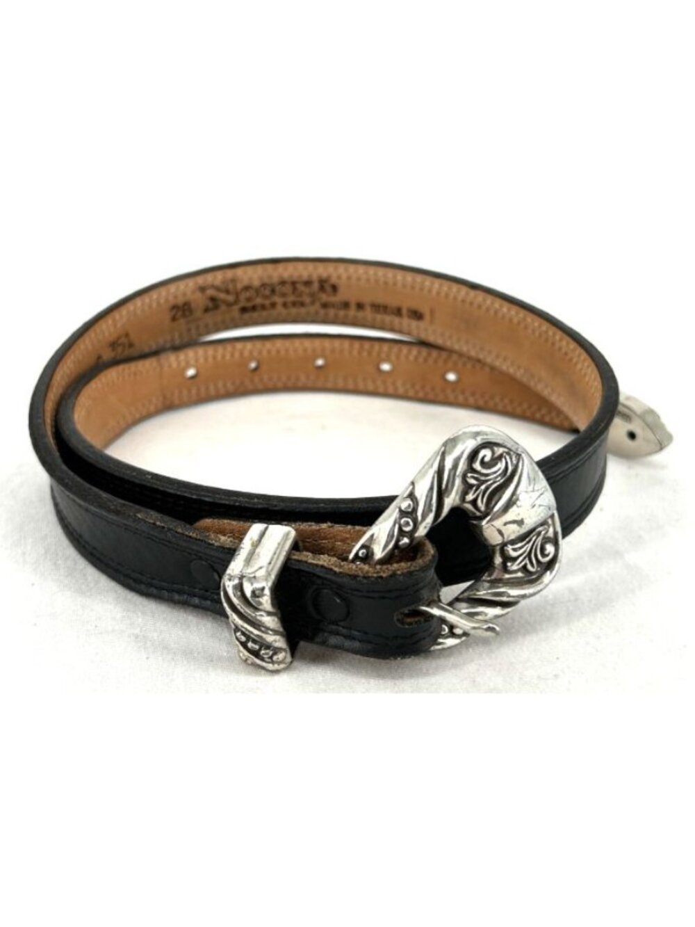 Nocona Belt Co. Sz 28 Women's Leather Belt Smooth Brown Silvertone G-351